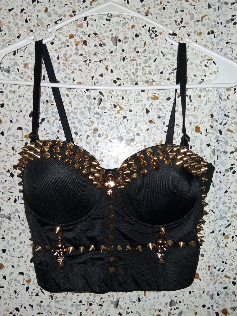Women's BS Lingerie Cropped Bustier Size Medium Black Gold